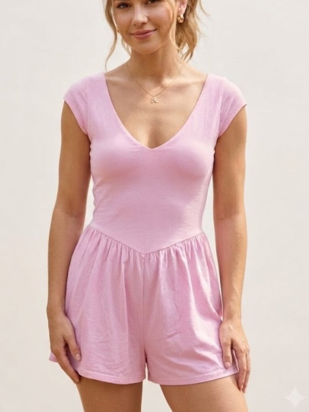 Wild Fable Pink Sleeveless Romper Women's Size S Soft Stretch Casual One Piece
